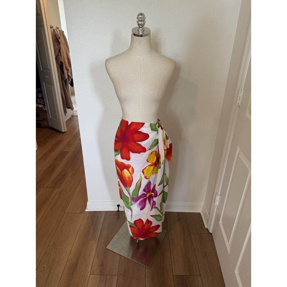 Vintage Patricia Jones Size 8 USA Tropical Wrap Skirt Highrise Colorful 80s 90s - Picture 11 of 16